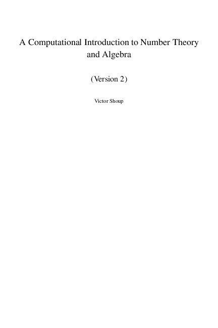 A Computational Introduction to Number Theory and Algebra